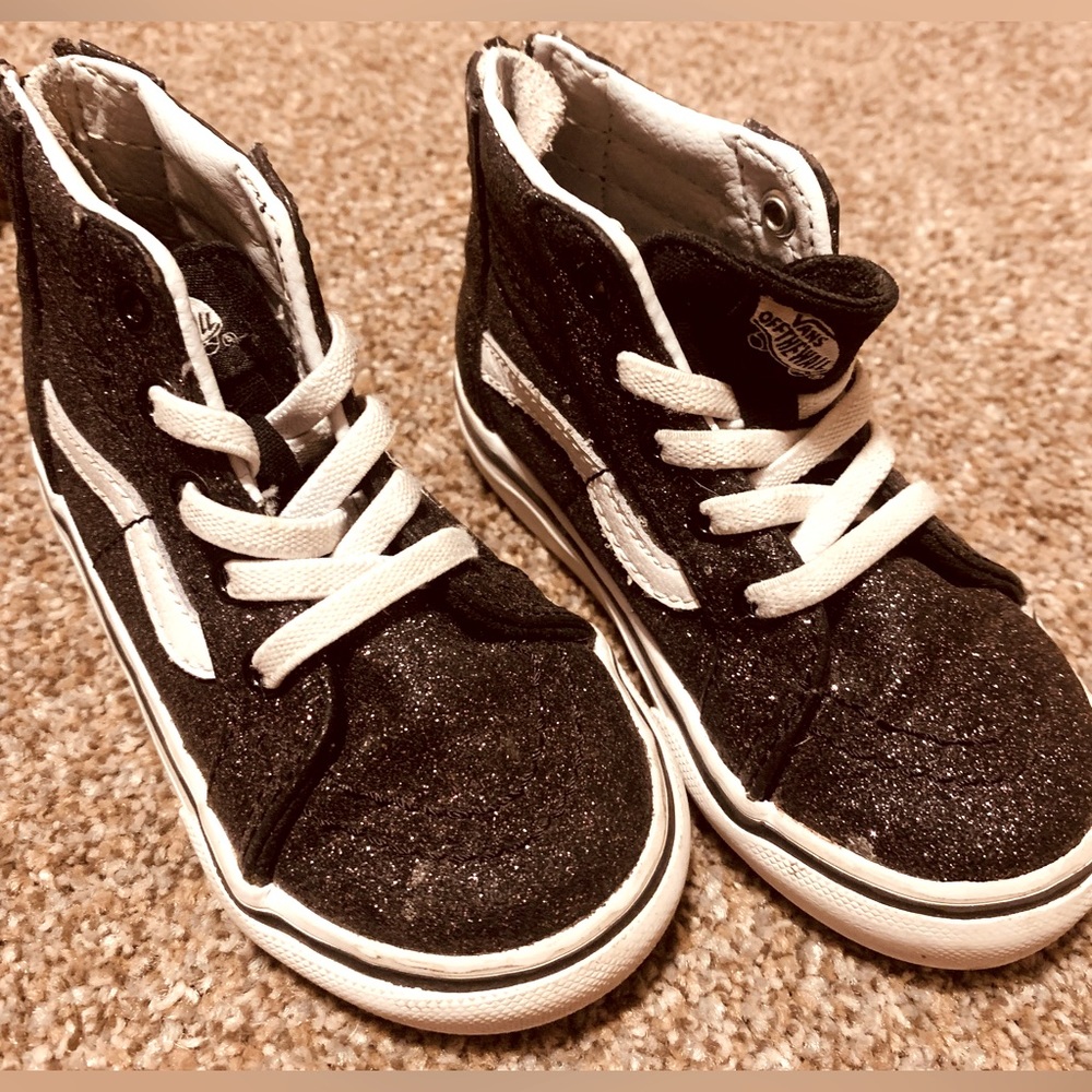 Sparkle high top vans toddler girls